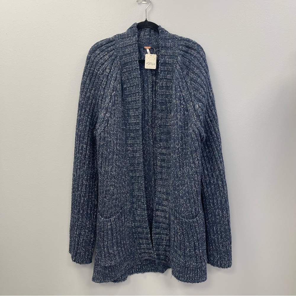 Free People Blossom Knit Cardigan in Big Dipper Blue - Large - NWT - Picture 1 of 5